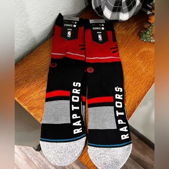 NWT Stance Black & Red Casual NBA Raptors Socks Men 6- 8.5 Women 8 -10.5 #S4 - Picture 1 of 6